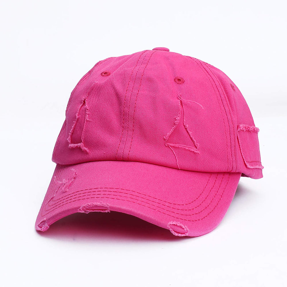 tuduoms distressed pink washed cotton hat front view
