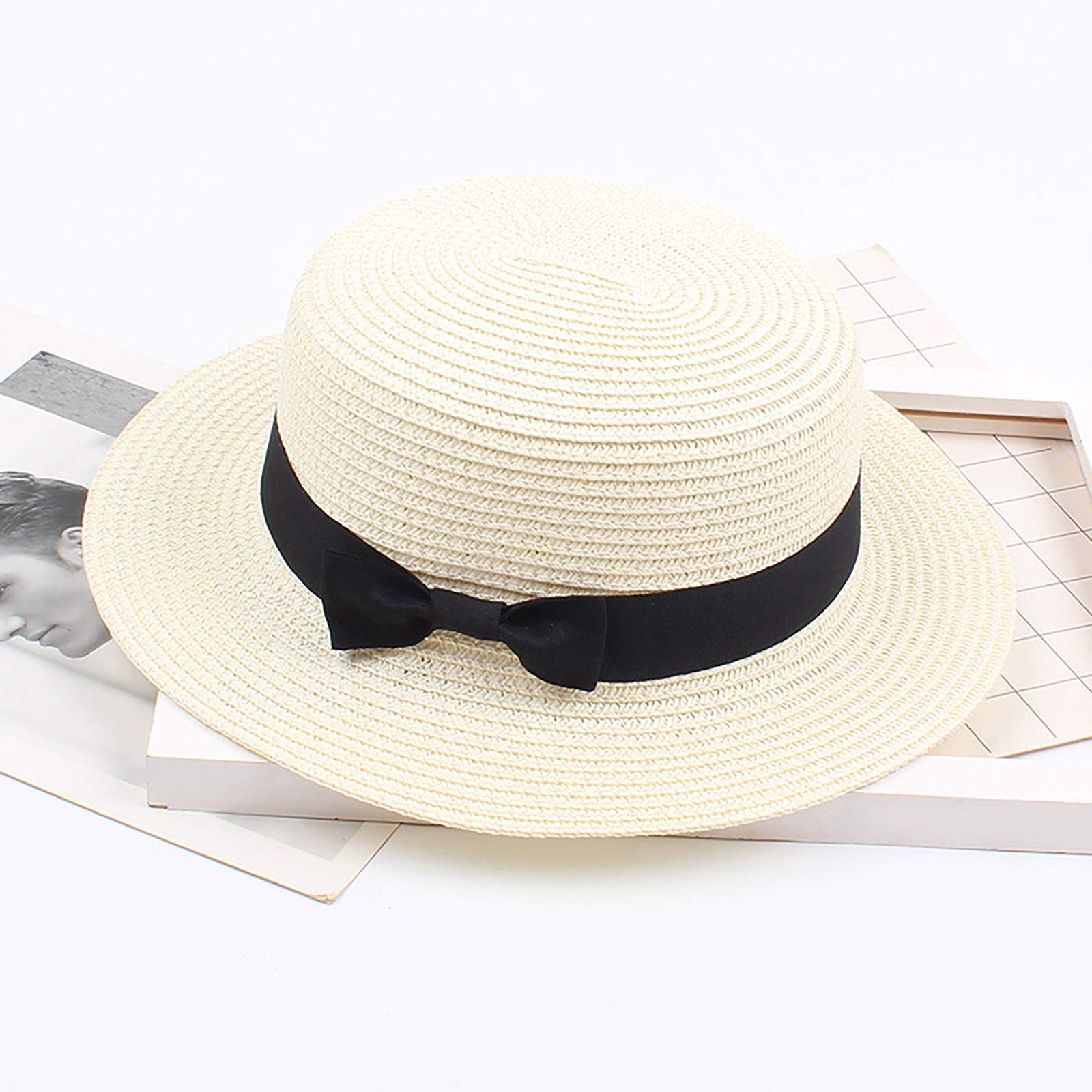 tuduoms Panama-style flat-top hat chic silhouette for summer outings