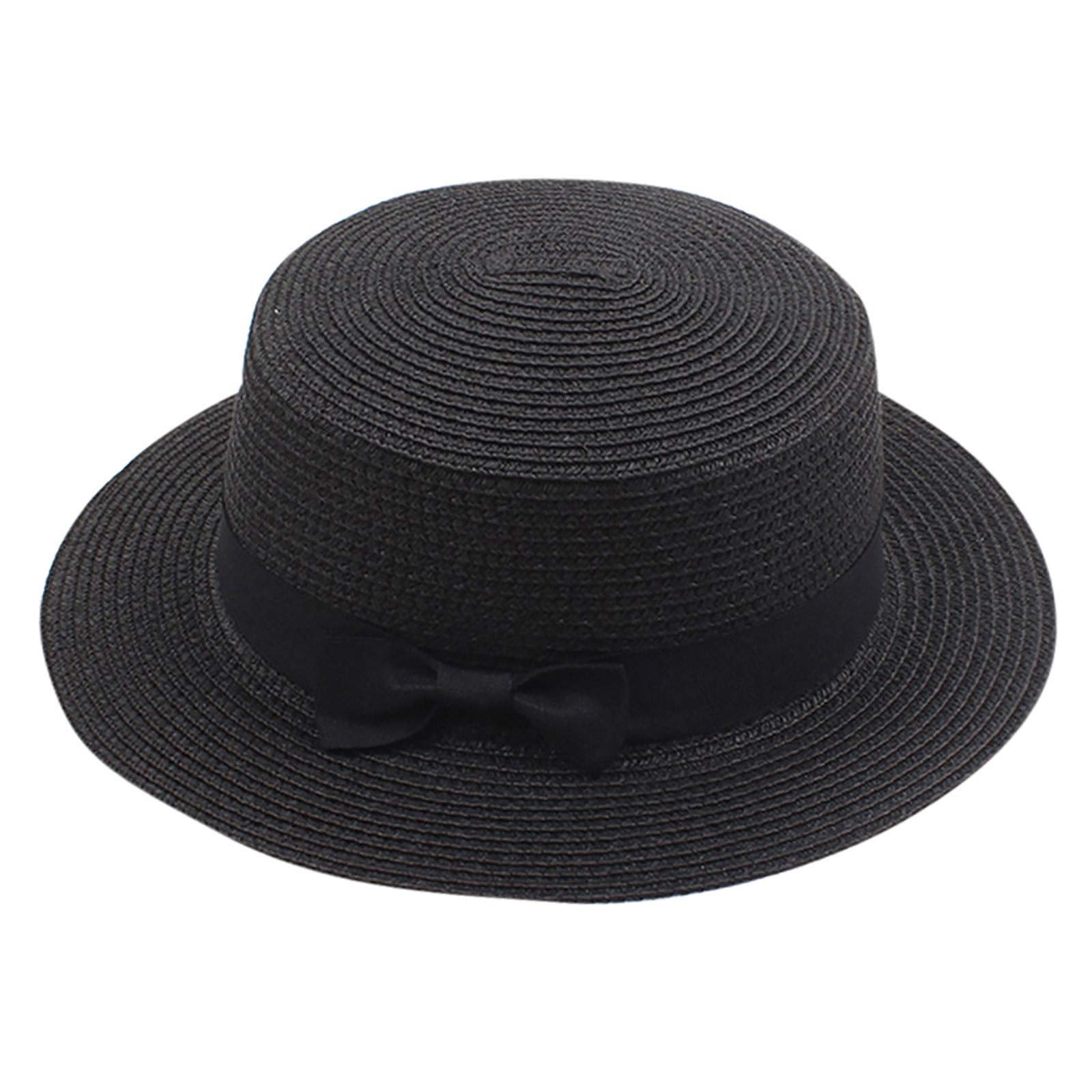 Tuduoms women's straw boater hat with a wide brim for sun protection and style.