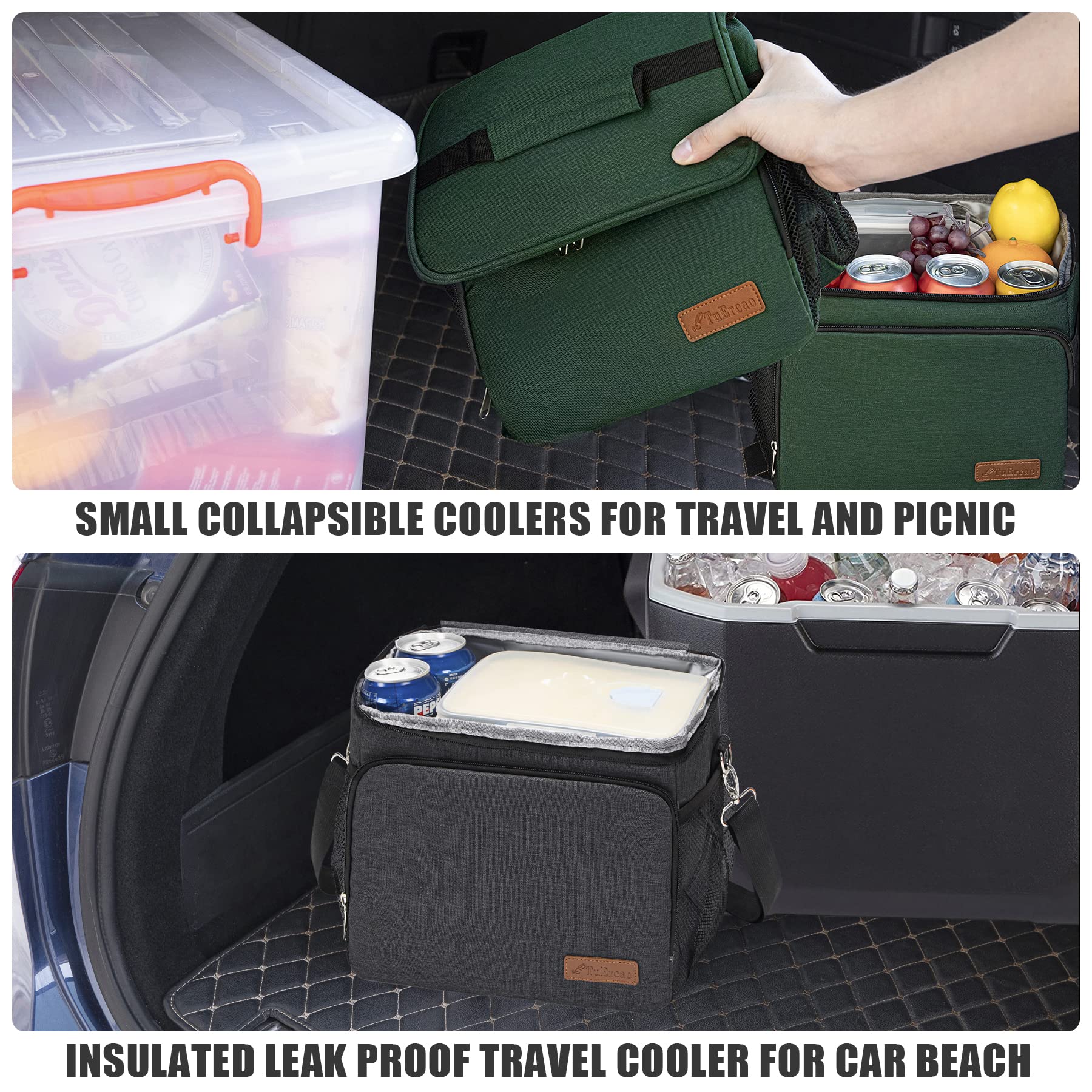 TuErCao collapsible cooler for travel fits in luggage and folds flat.
