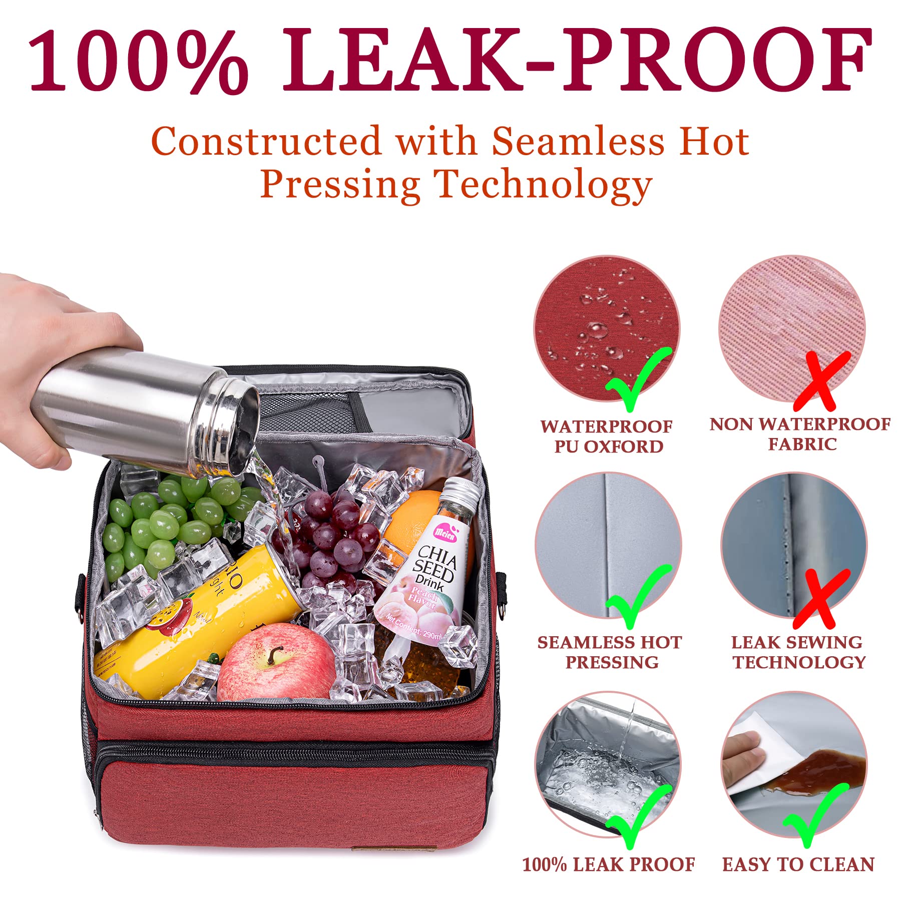 TuErCao cooler bag multi-pocket layout for organized snacks.