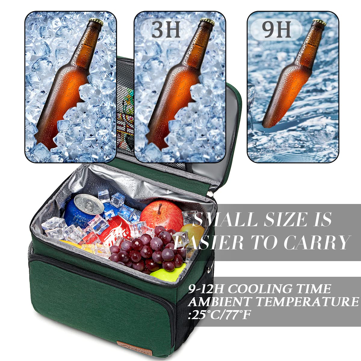 TuErCao Soft Cooler Bag front pocket stores cards and snacks.