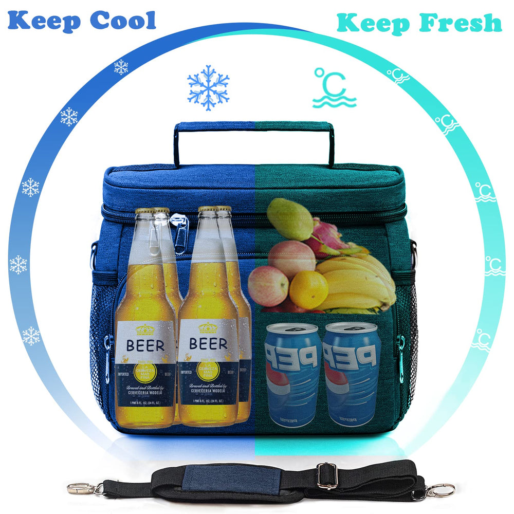 TuErCao soft cooler bag blue carry handle for comfortable transport