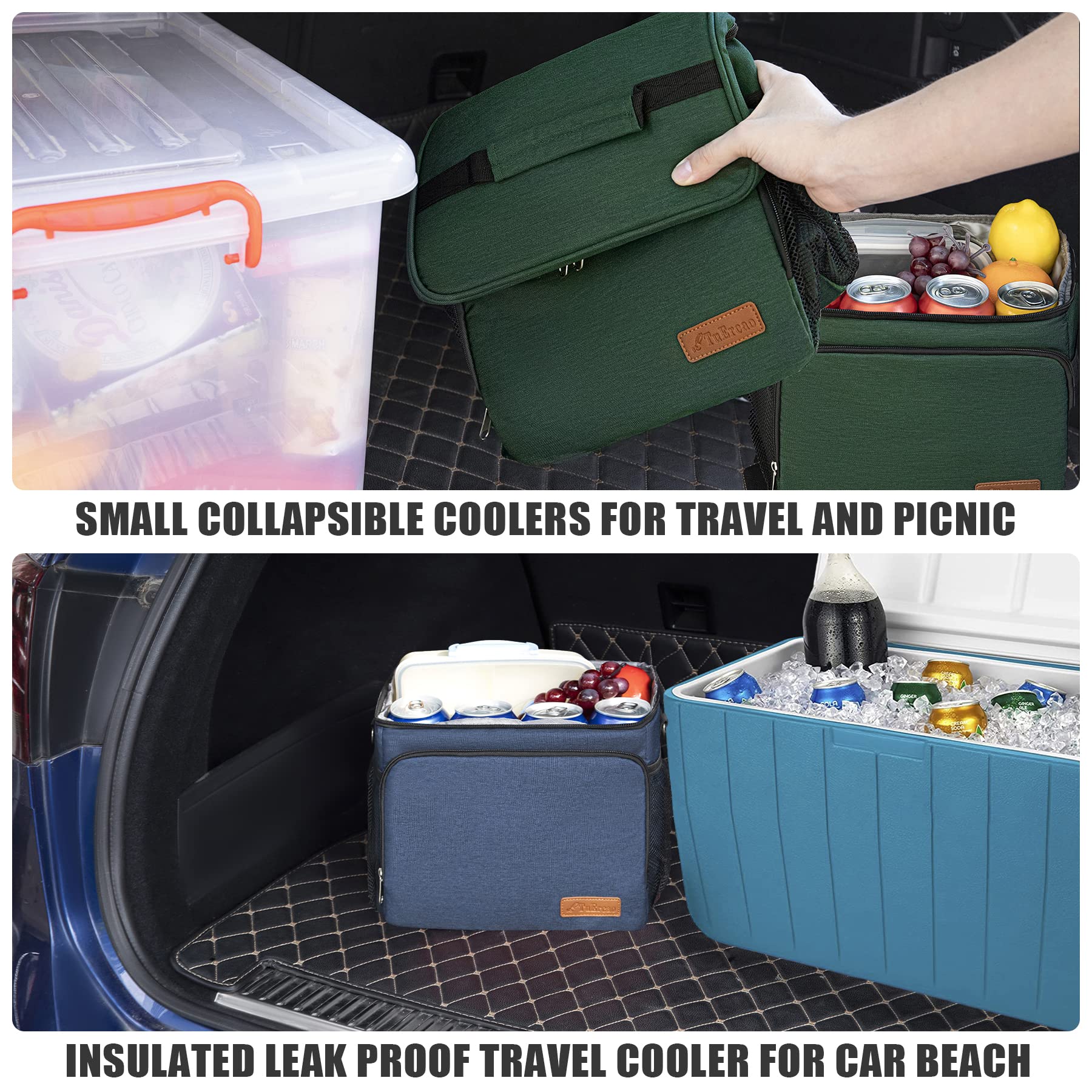 TuErCao soft cooler bag blue main compartment for snacks and drinks