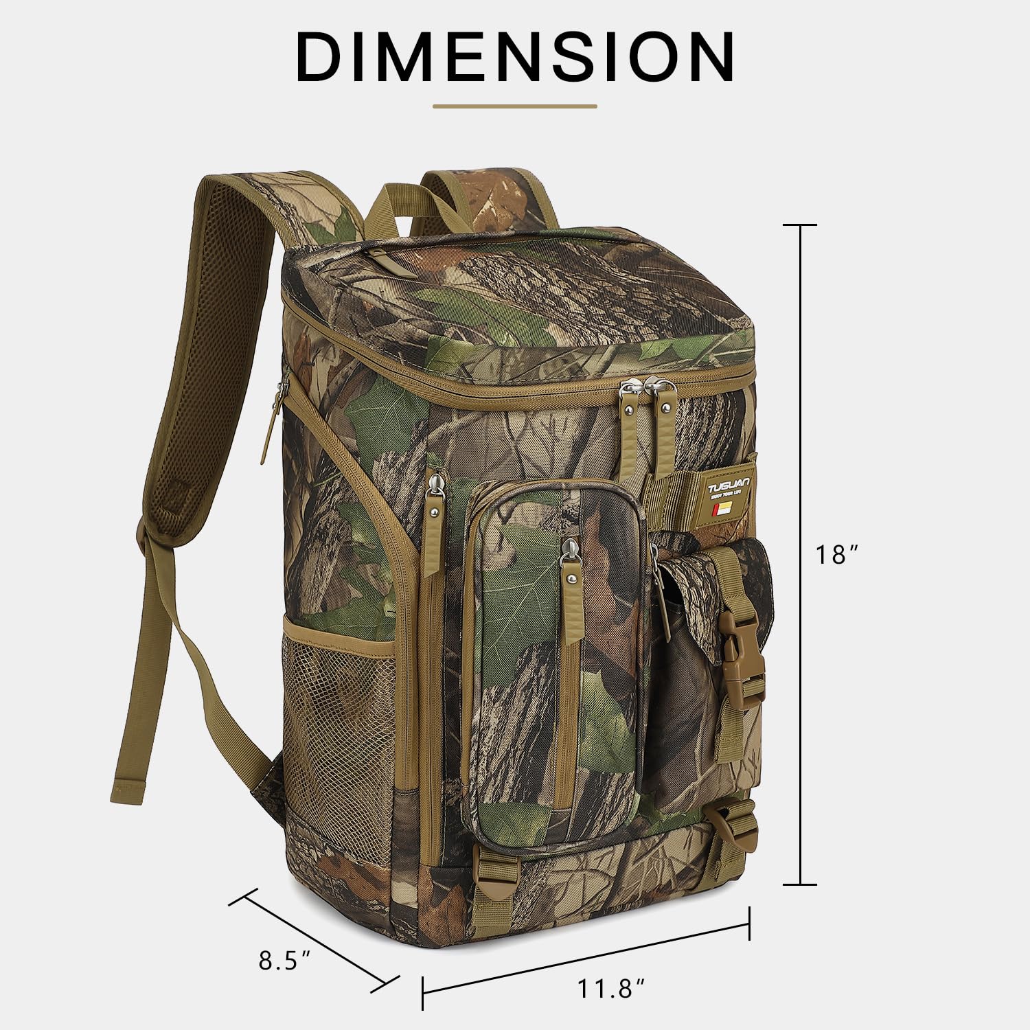 TUGUAN cooler backpack front pocket keeps utensils and seasonings organized