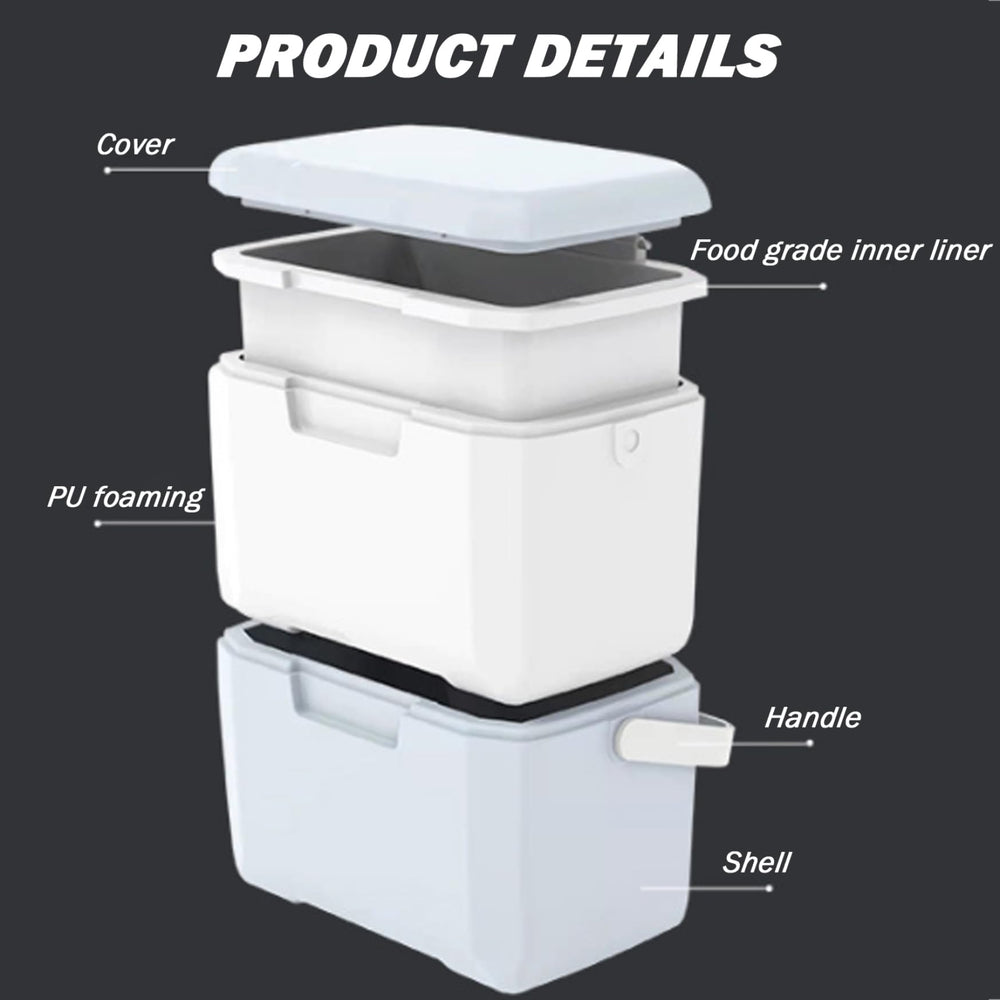 Tuimiyisou 5qt cooler under rugged construction for camping use.