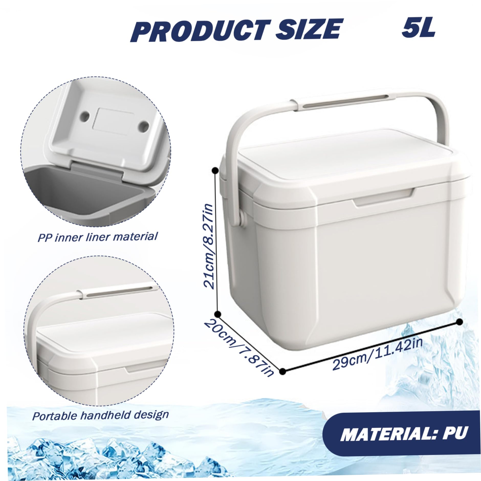 Tuimiyisou hard cooler 5qt with carry handle ready for beach trips.