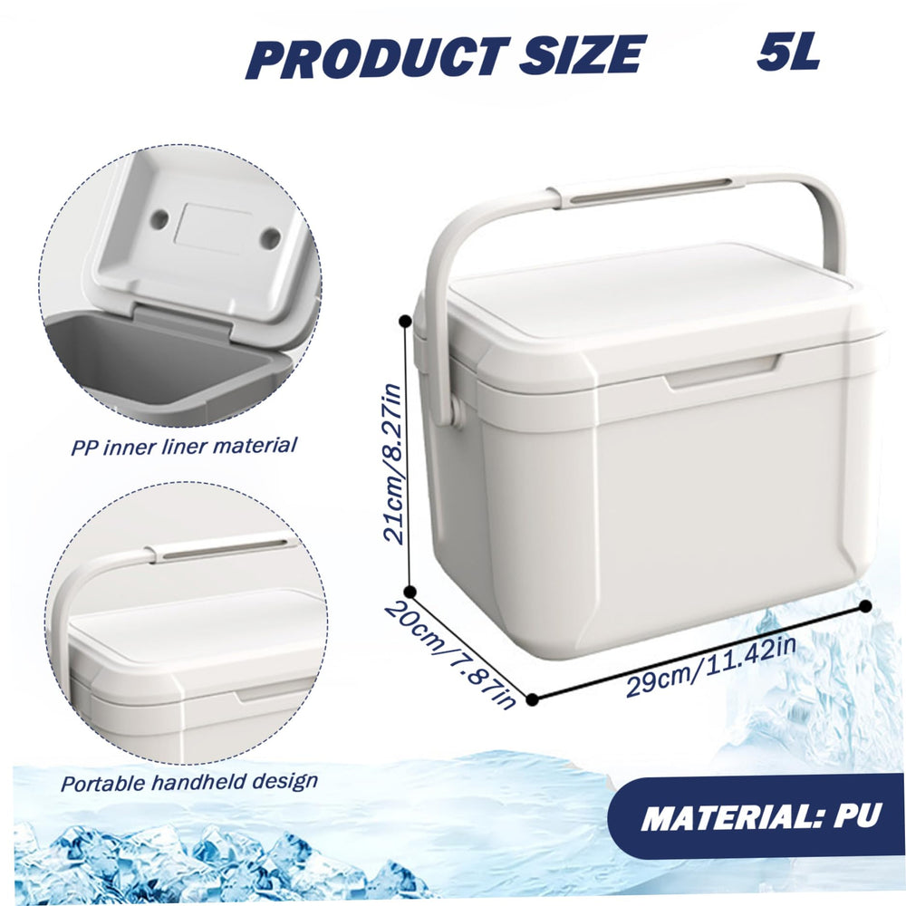 Tuimiyisou hard cooler 5qt with carry handle ready for beach trips.