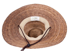 Front view of Tula Gardener hat L/XL brown showing 4 inch brim