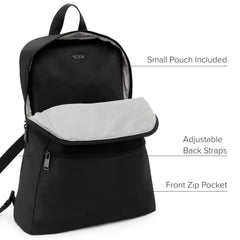 TUMI Just In Case Foldable Backpack front pocket convenient quick-access essentials.