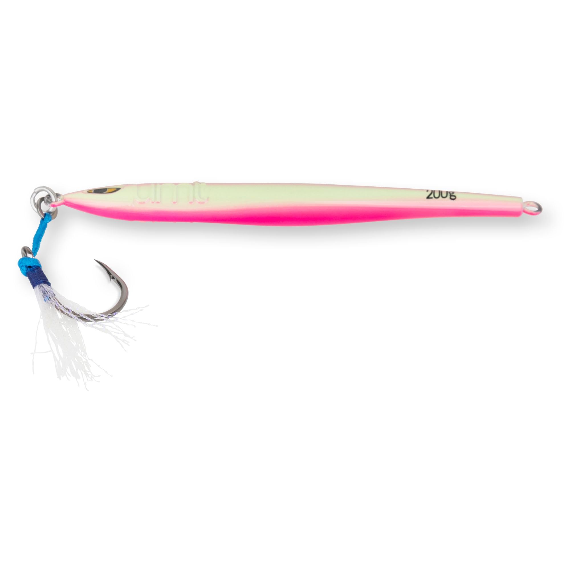 Side profile of Tuna Riser 200g Pink Jig