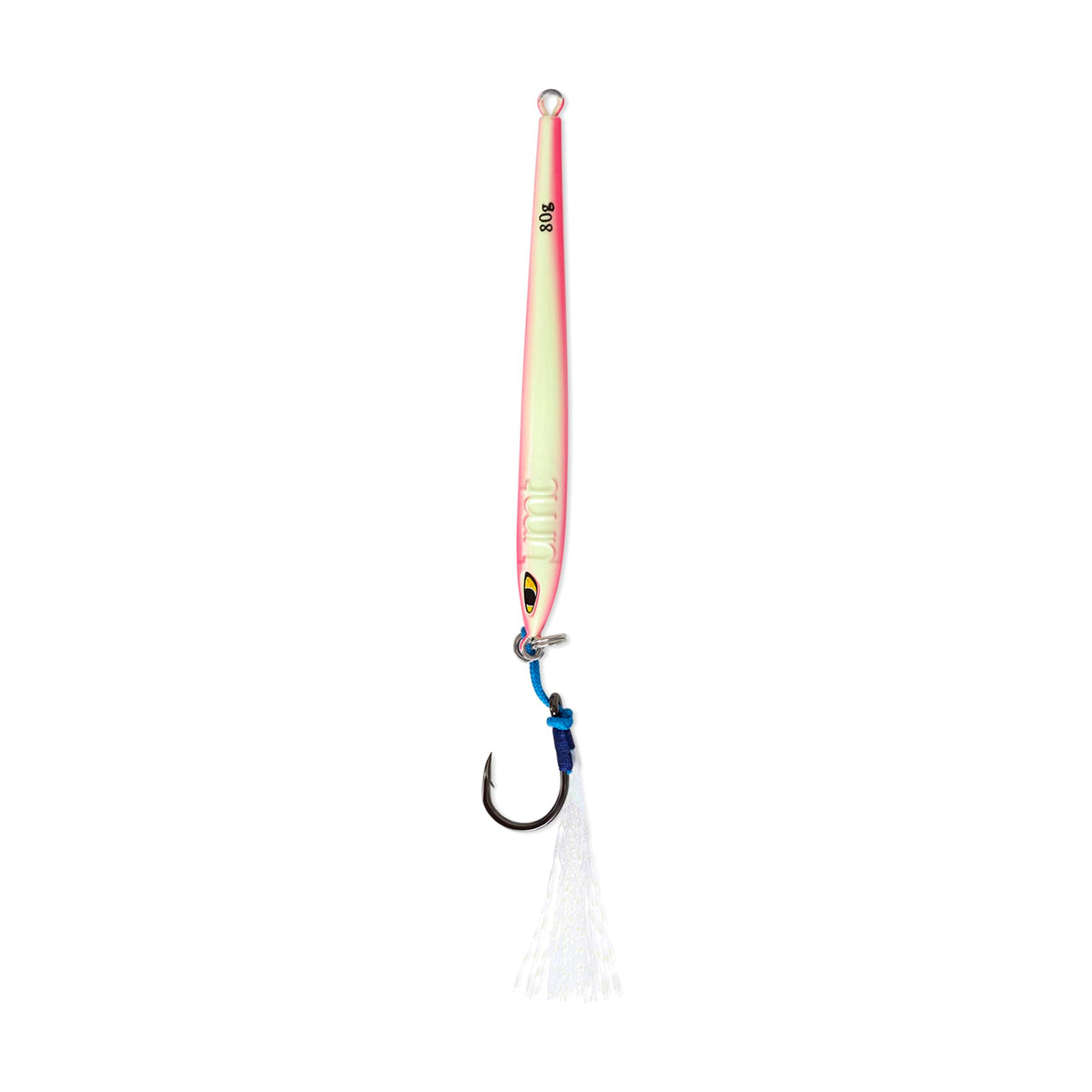 Full view of Tuna Riser Jig 80g in green and pink