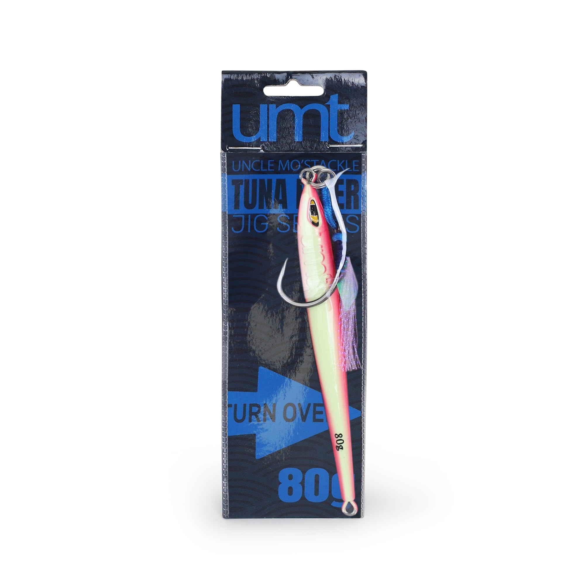 Pink glow 1-pack Tuna Riser Jig 80g setup