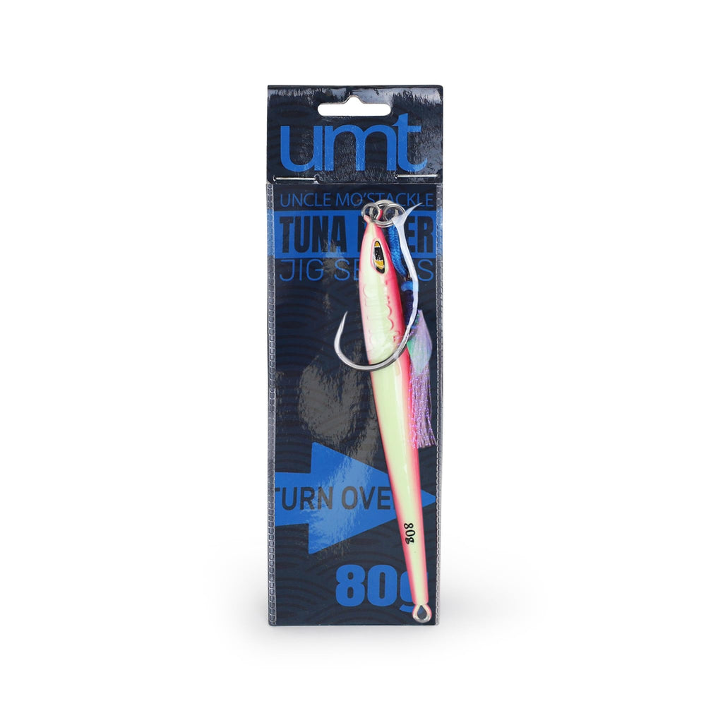 Pink glow 1-pack Tuna Riser Jig 80g setup