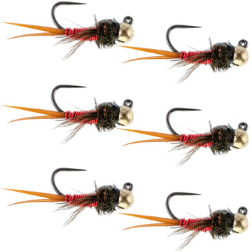 Tungsten bead tactical jig with copper John red Czech Nymph fly, size 16