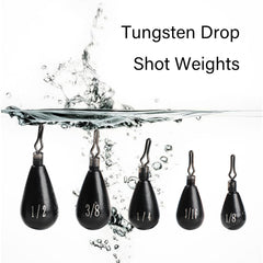 Angled view of tungsten drop shot weights 1/2 oz teardrop
