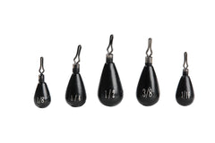 Front view of premium 10-pack tungsten drop shot weights teardrop 1/2 oz