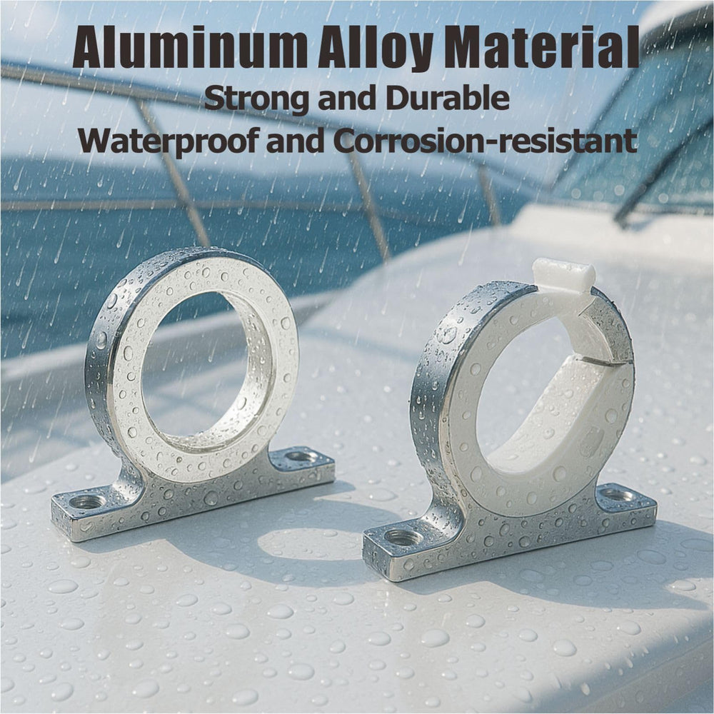 TuoP Boat Rod Hanger locking ring secures rods during travel.