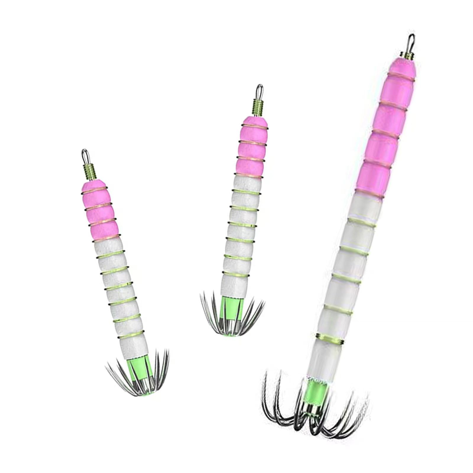 TUPAO 3-piece squid jig hooks kit with glow-in-the-dark jigs