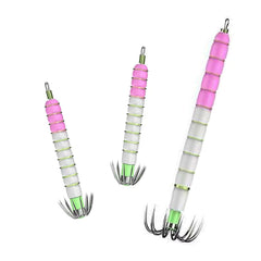 TUPAO 3-piece squid jig hooks kit with glow-in-the-dark jigs