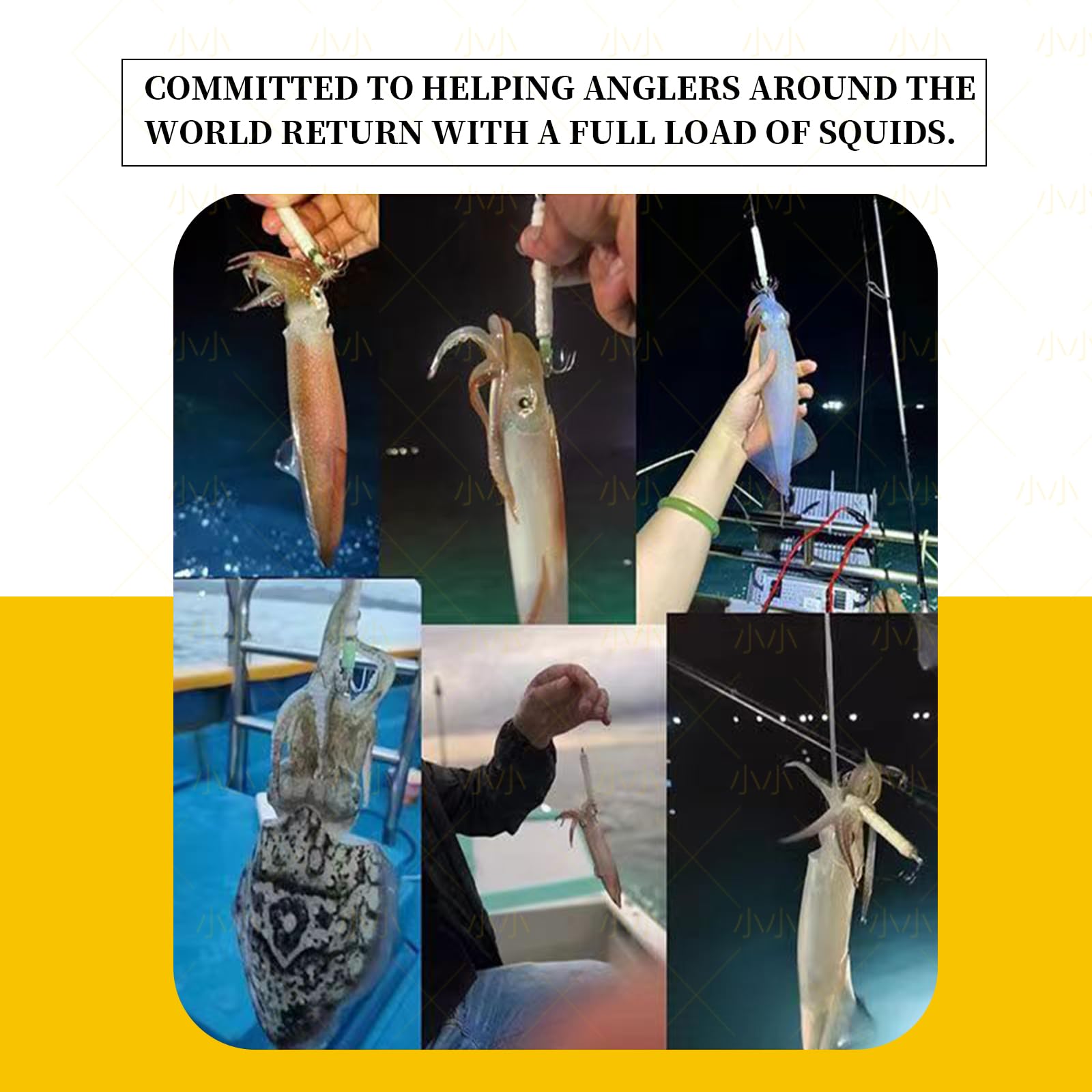 Reusable tackle box and squid jig hooks kit for sea fishing