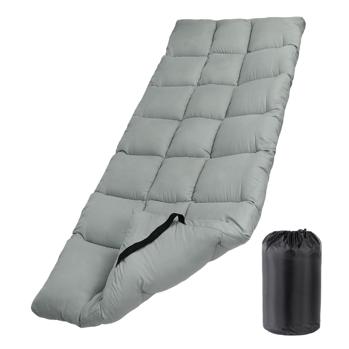 Tuphen cot pad soft plush topper showing 75x30 size for camping comfort