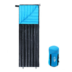Tuphen down sleeping bag folded compact for easy packing