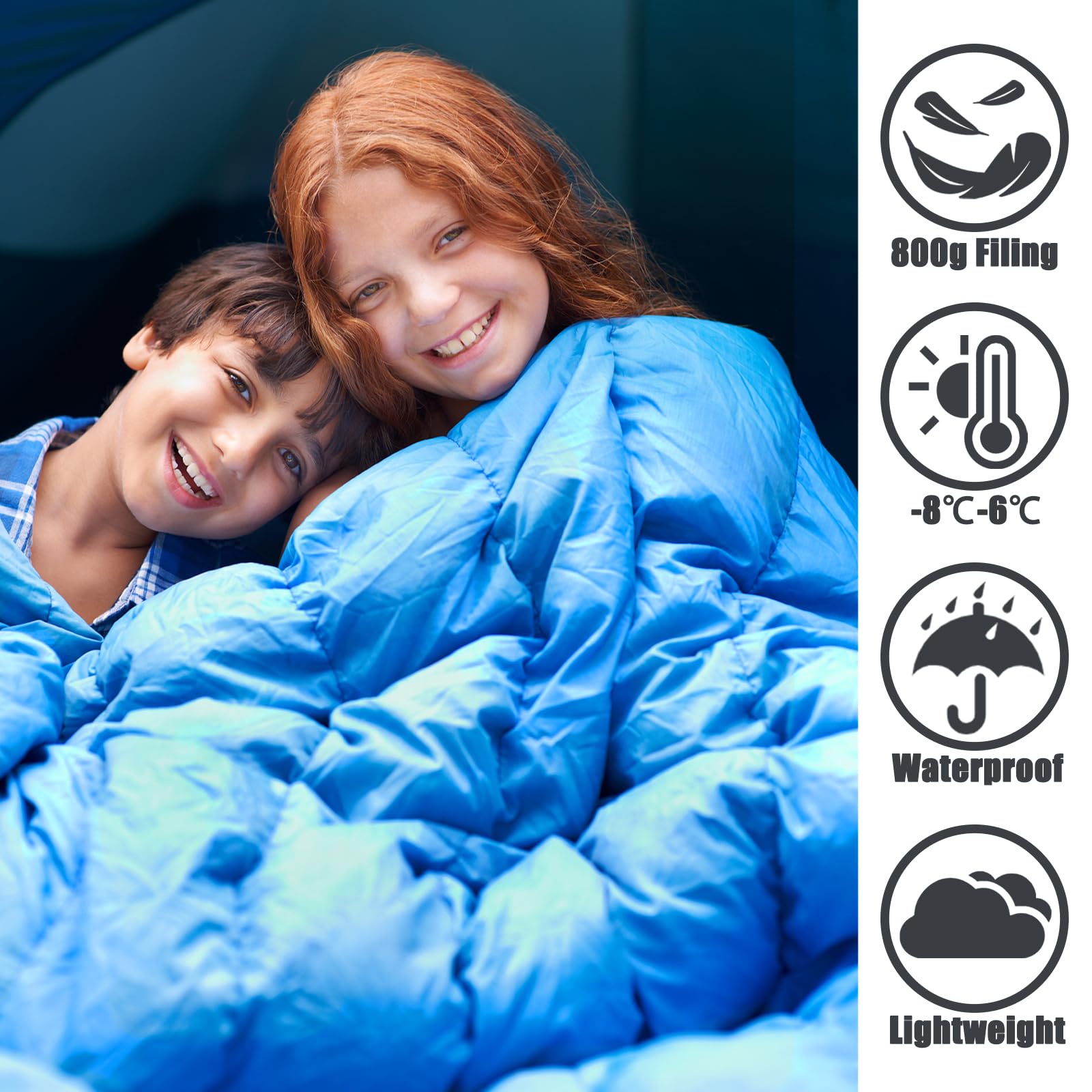 Tuphen down sleeping bag in use during hiking and camping trips