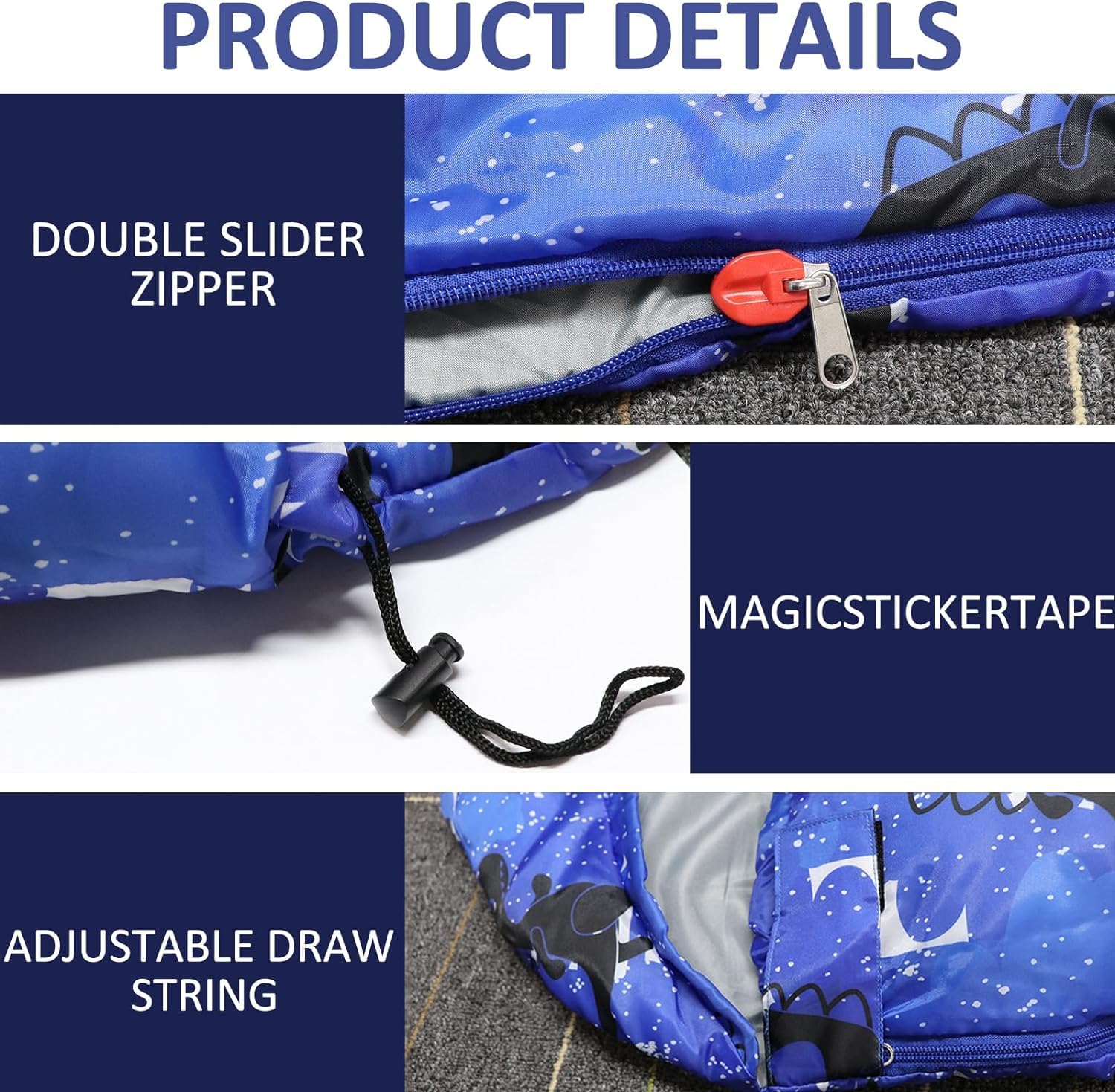 Tuphen kids sleeping bag blue-teen waterproof-shell keeps little travelers dry outdoors