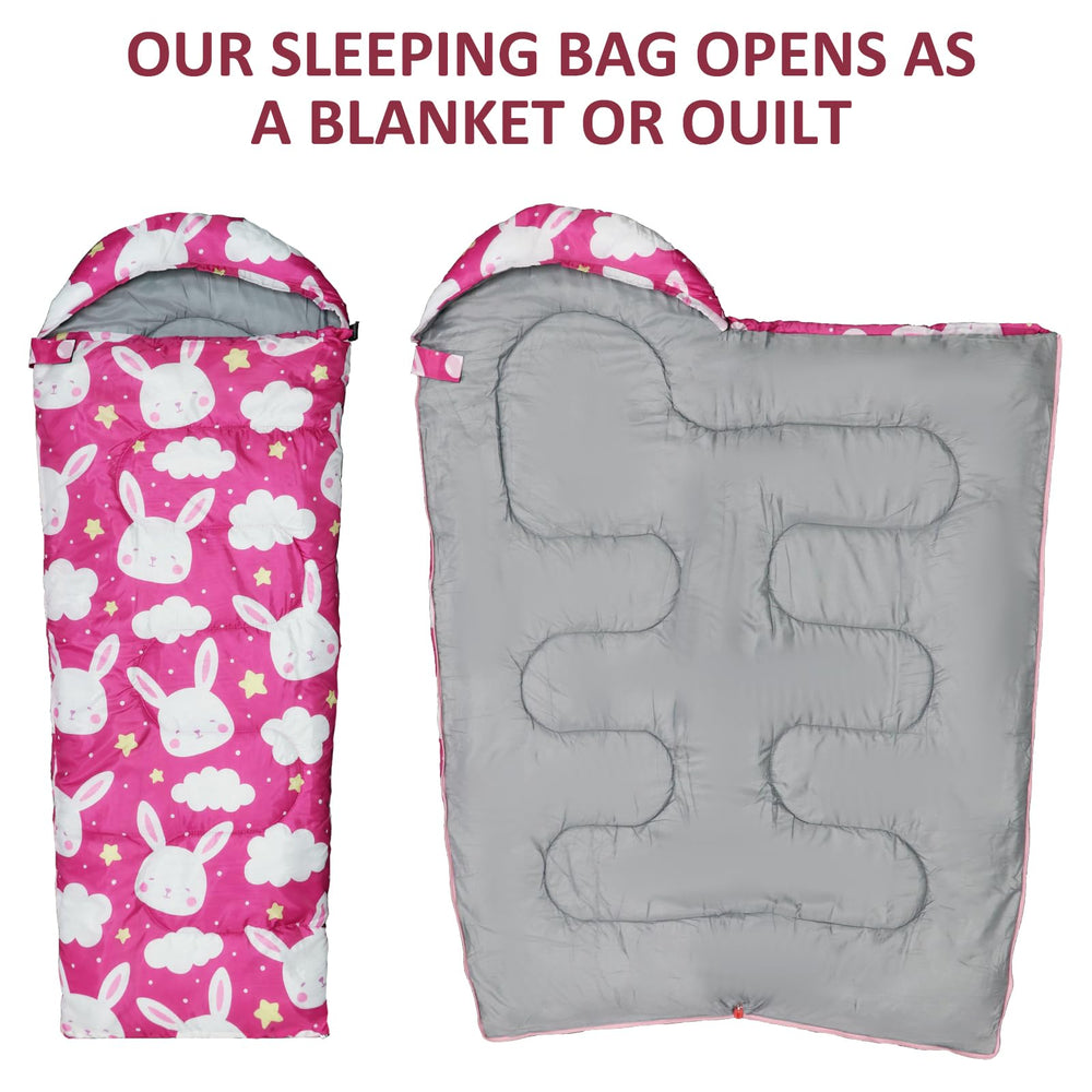 Tuphen kids sleeping bag ideal for camping, hiking, sleepovers, and backyard adventures.