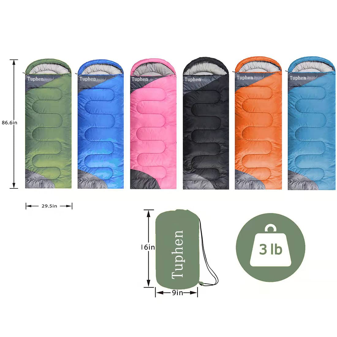 Tuphen sleeping bag ideal for backpacking and camping setups.