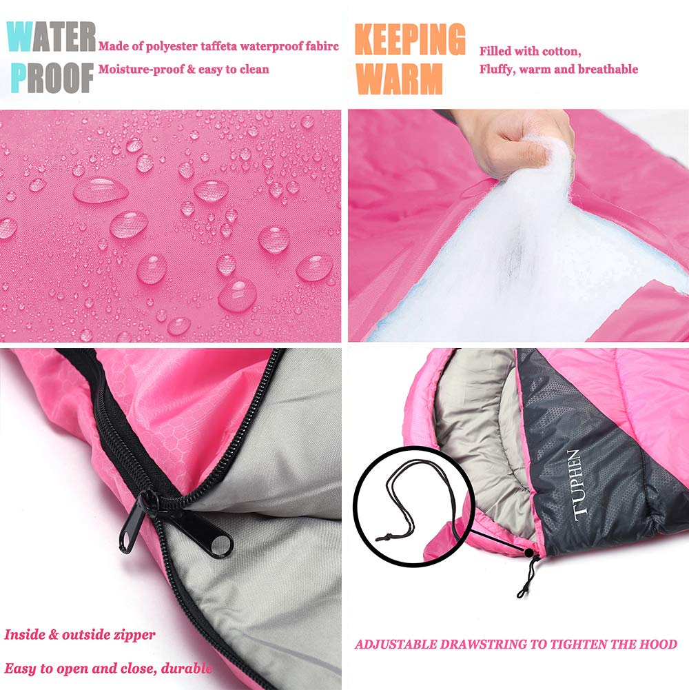 Tuphen sleeping bag two-way zipper enables foot ventilation and blanket-style use.
