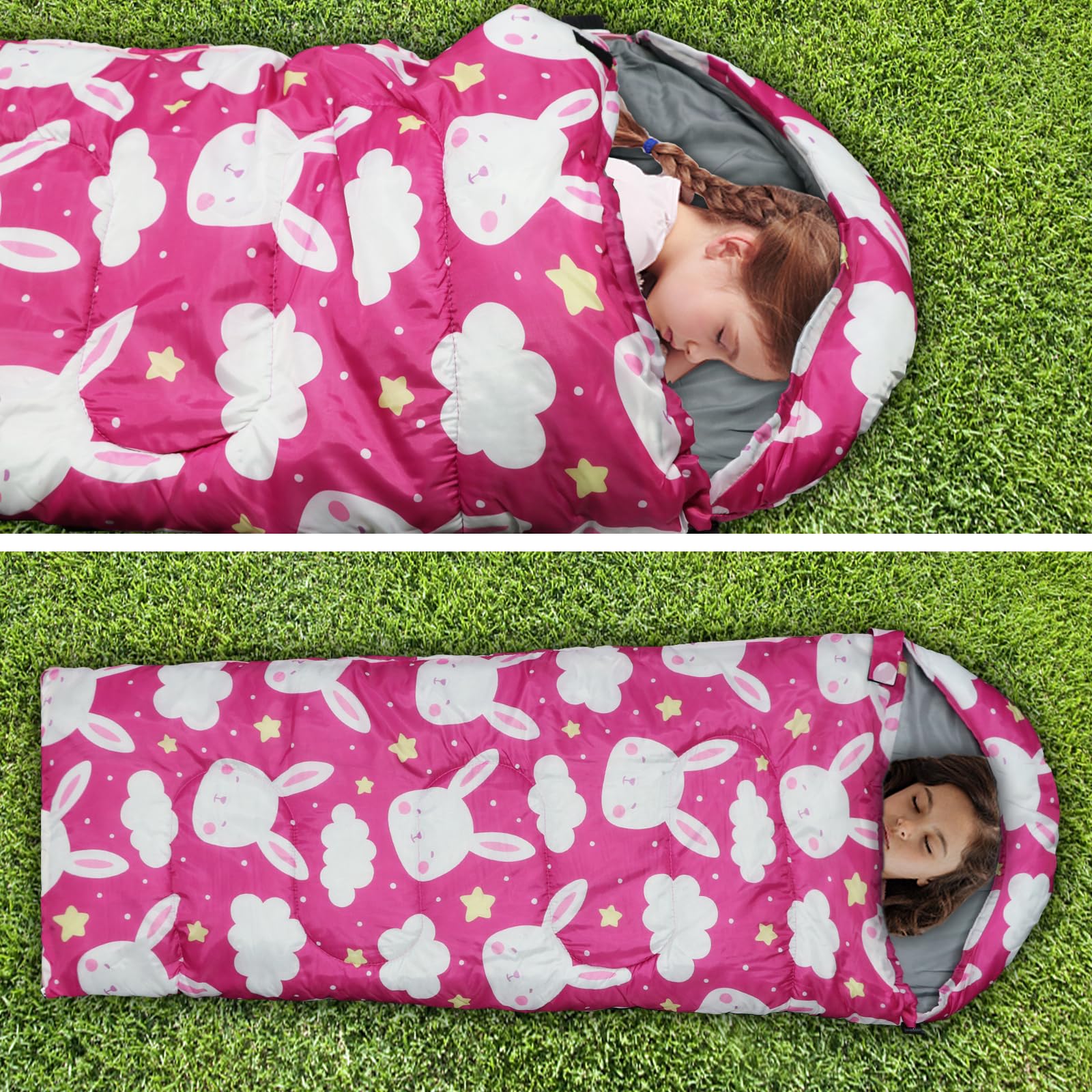 Tuphen pink sleeping bag in bright color is easy to spot on outdoor trips.