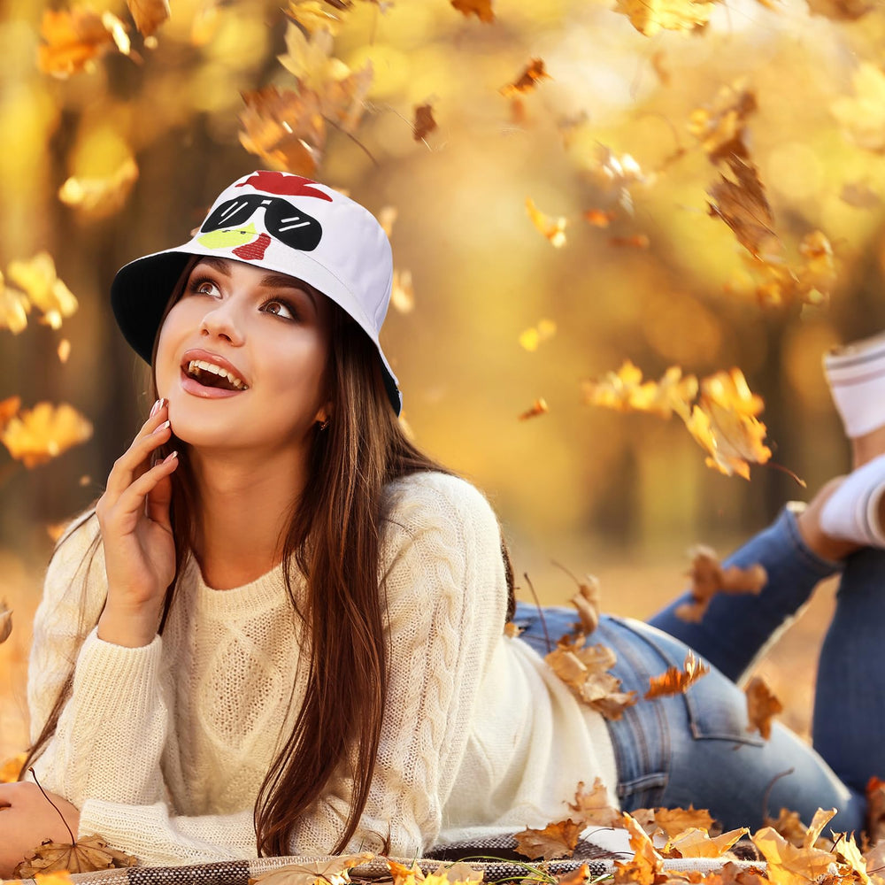 Outdoor model wearing turkey bucket hats