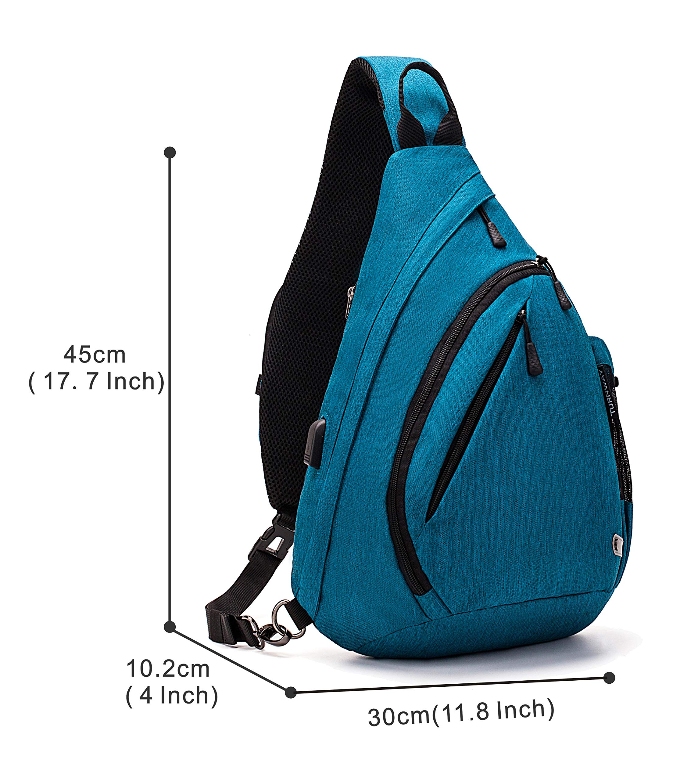 TurnWay sling bag with umbrella pocket ready for outdoor commutes.