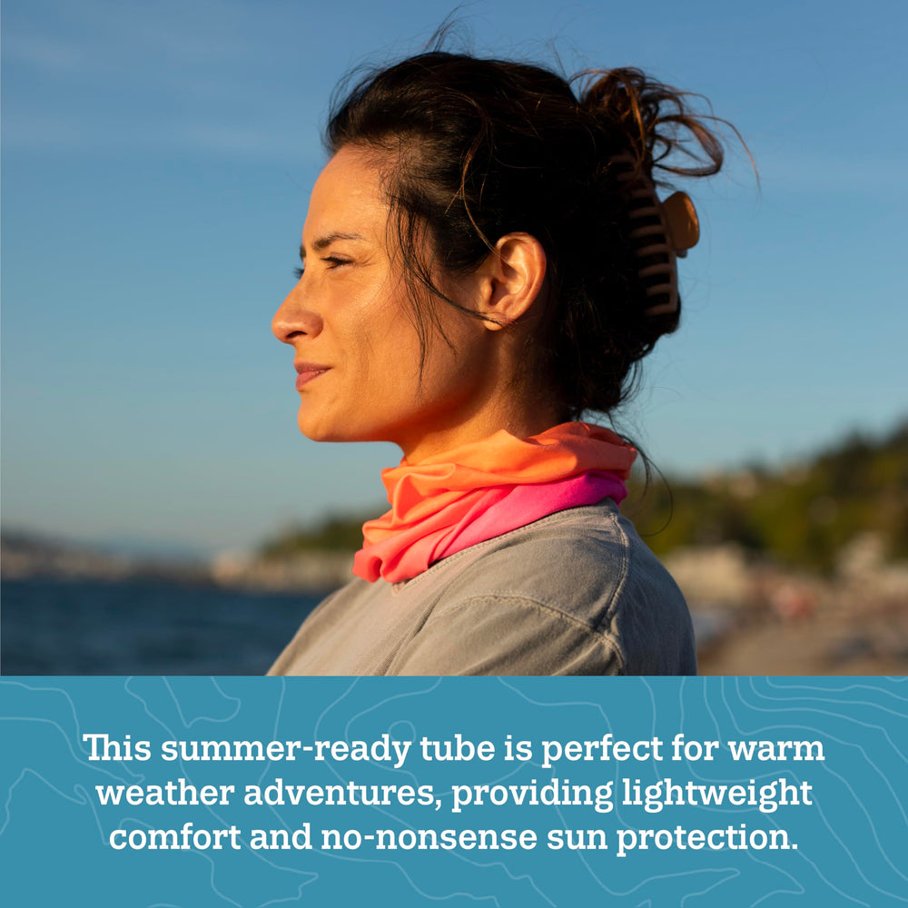 Turtle Fur Comfort Shade Tube UPF 50+ Seafoam blocks sun rays during outdoor activities.