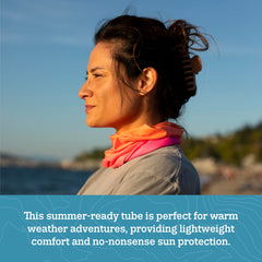 Turtle Fur Comfort Shade Tube UPF 50+ Seafoam blocks sun rays during outdoor activities.