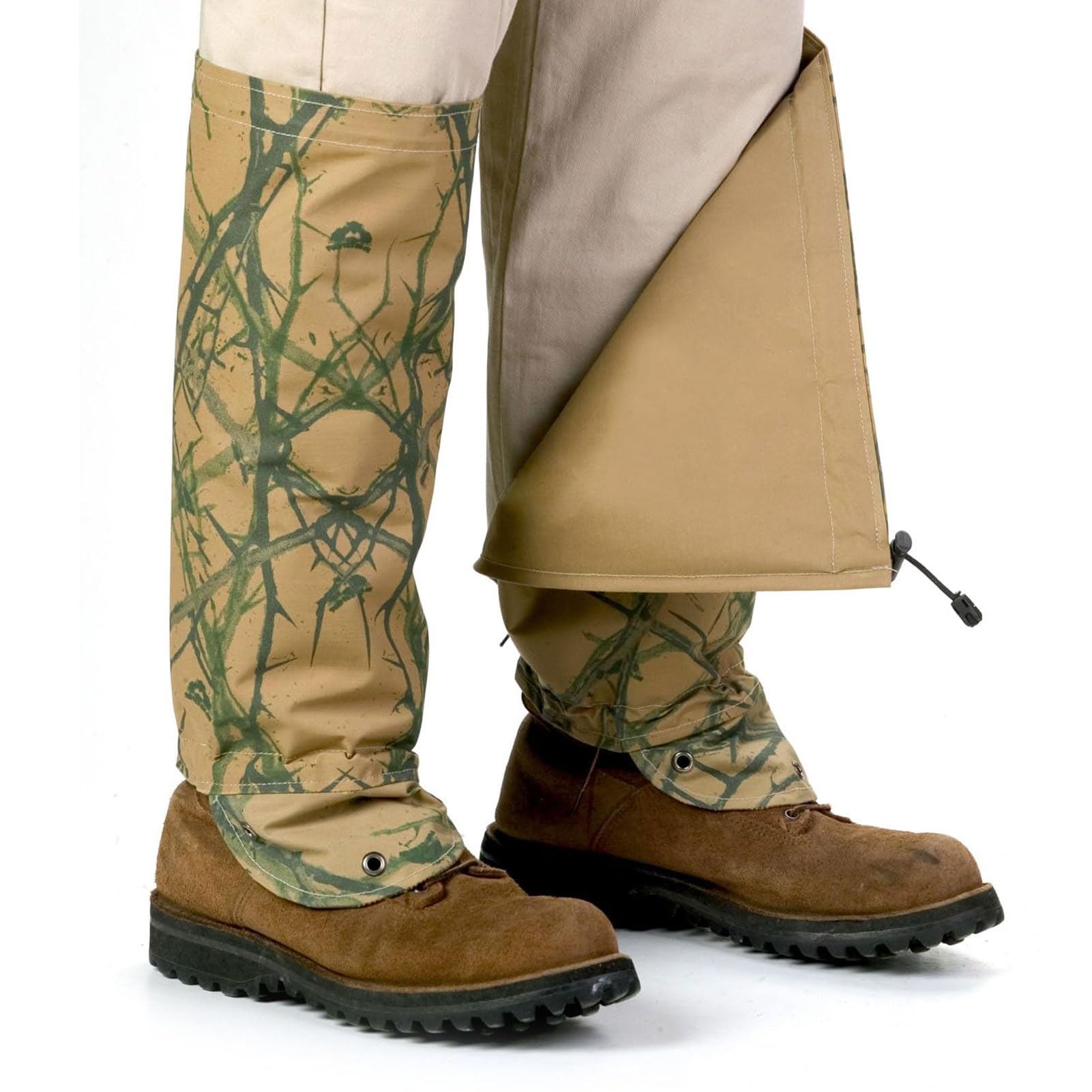 TurtleSkin Husky SnakeArmor gaiters in camo protect legs on rugged trails