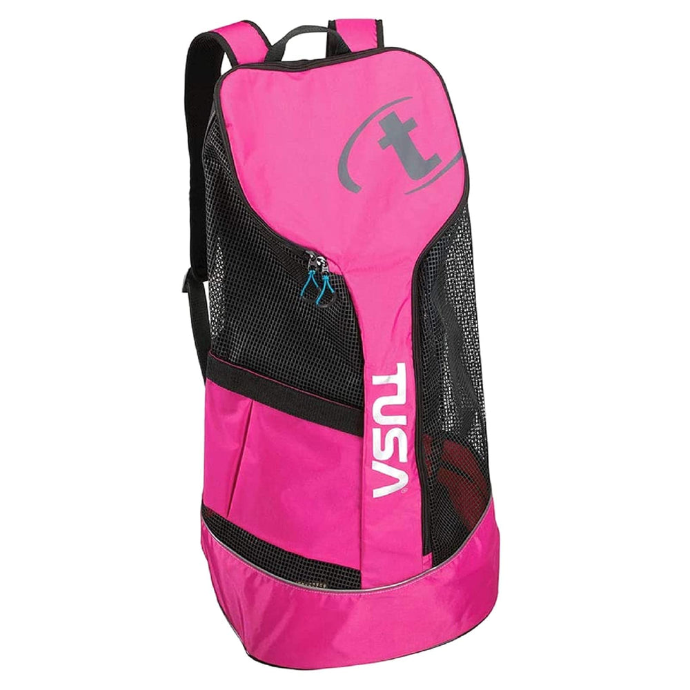 TUSA BA-0103 mesh backpack hot pink front view showing bold color and shape for daily use.