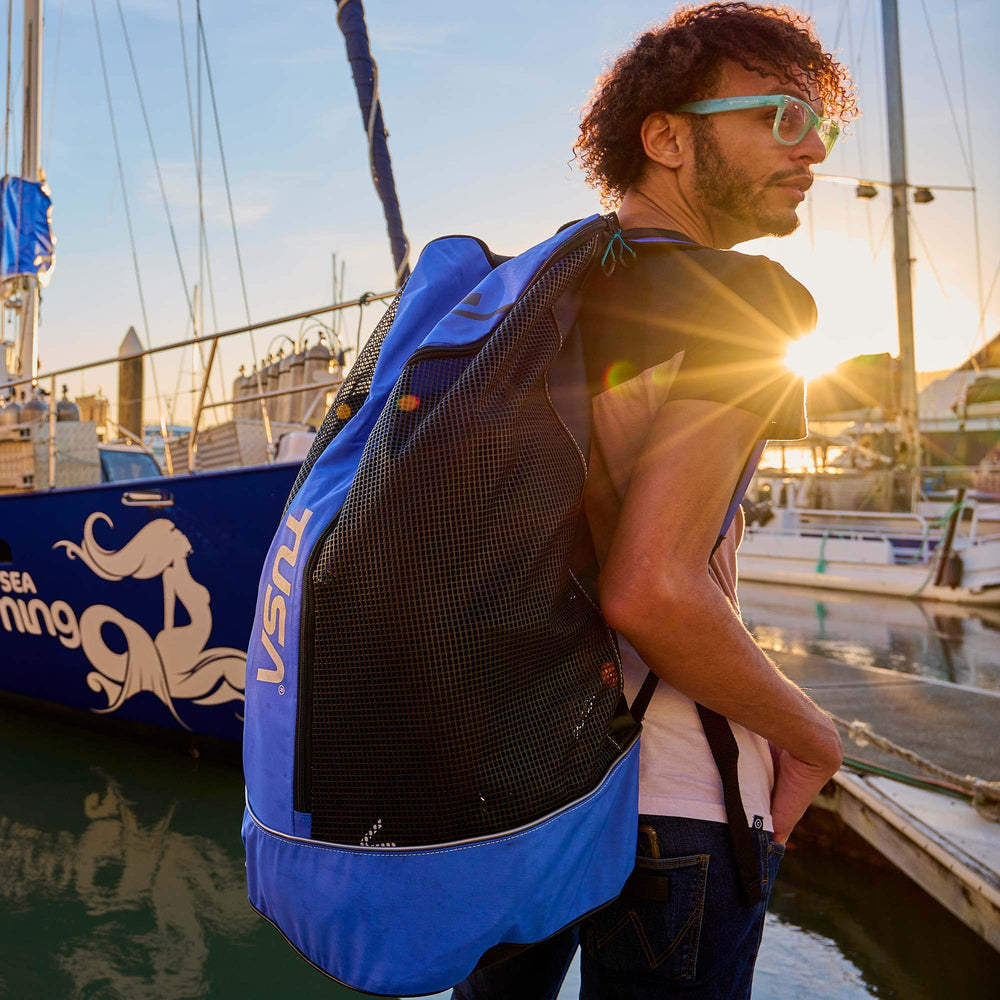 TUSA BA-0103 mesh backpack interior highlights organized main compartment and inner pocket.