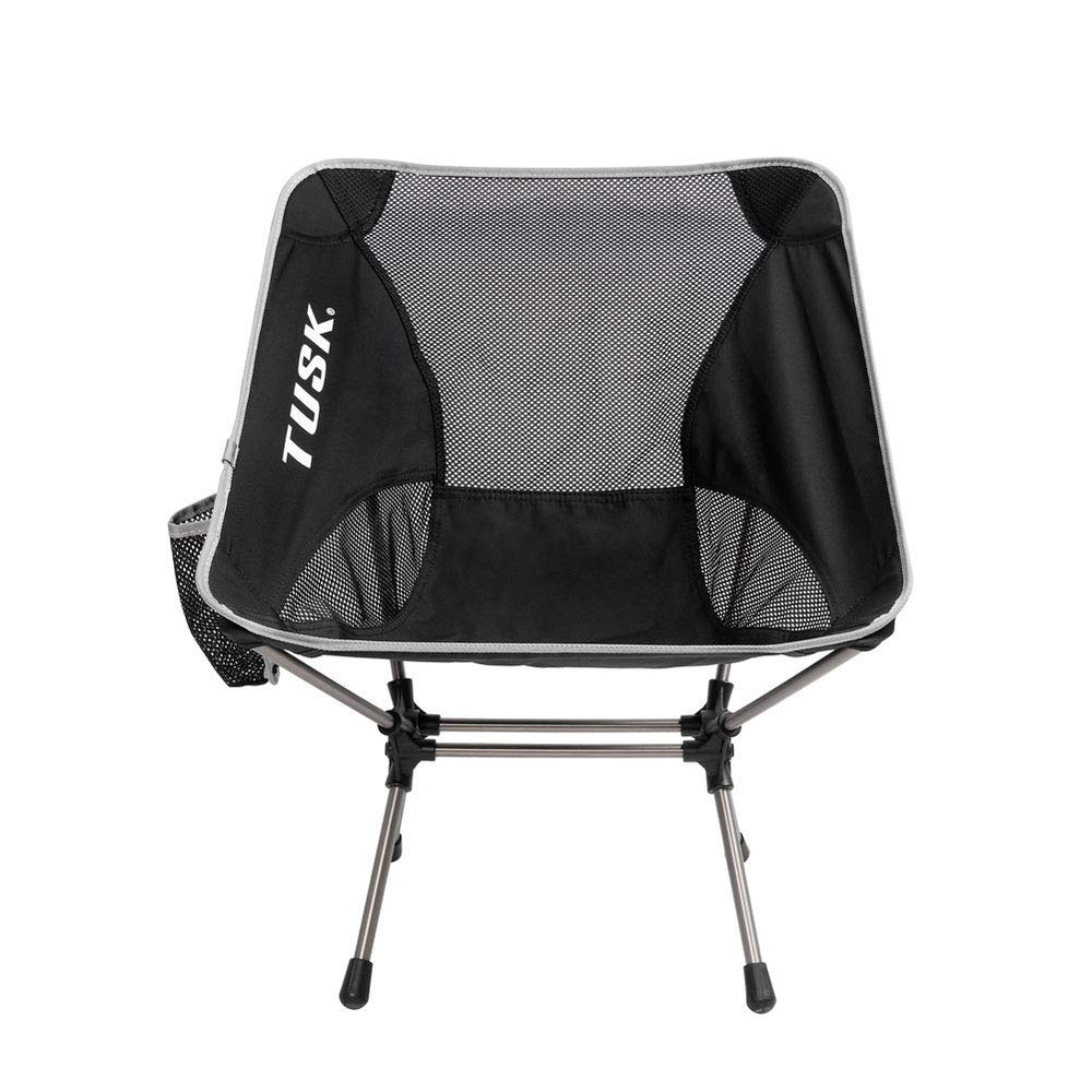 Tusk Compact Camp Chair Medium folded for easy transport