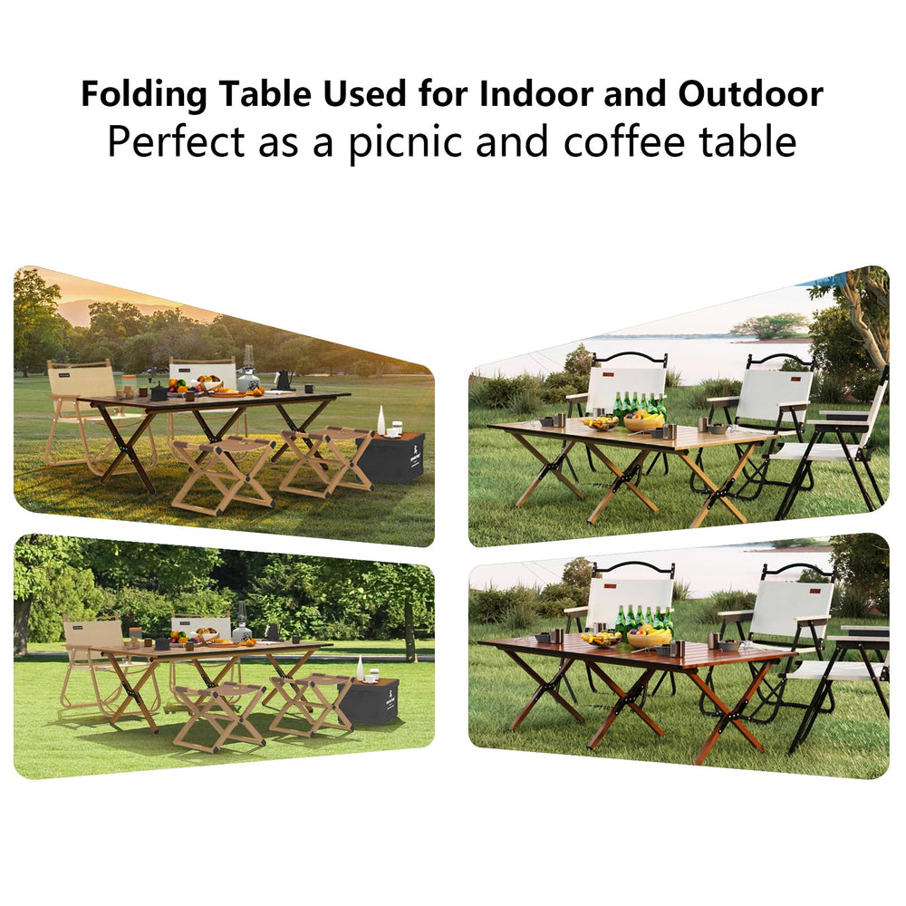 TUTURISLN assembled table in yard ready for a picnic