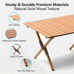 TUTURISLN folding table aluminum top close-up emphasizing durability
