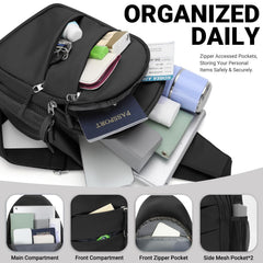 Tuwubi crossbody bag interior with five zip pockets for secure organization