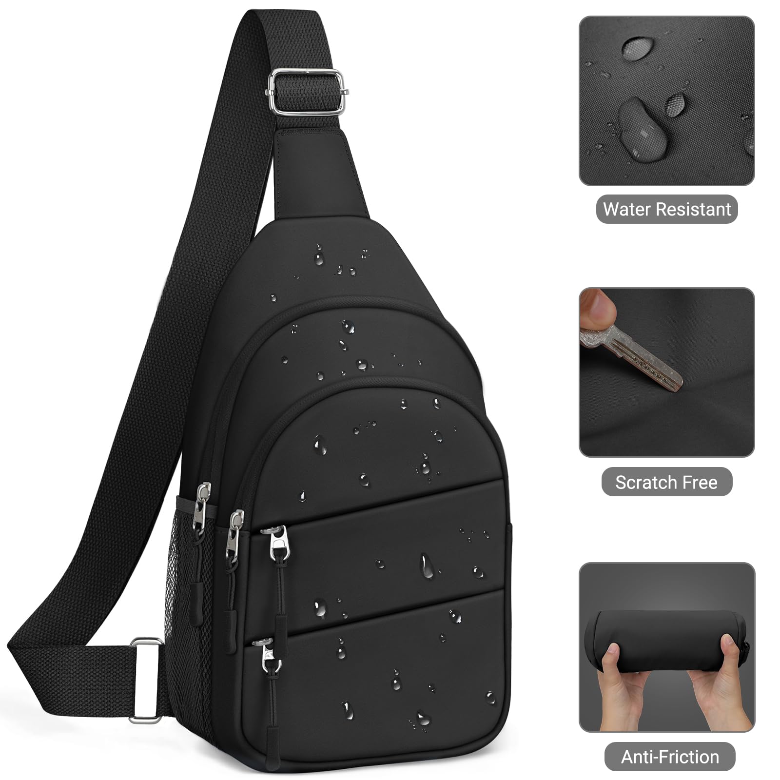 Tuwubi crossbody bag side mesh pocket view suitable for water bottle