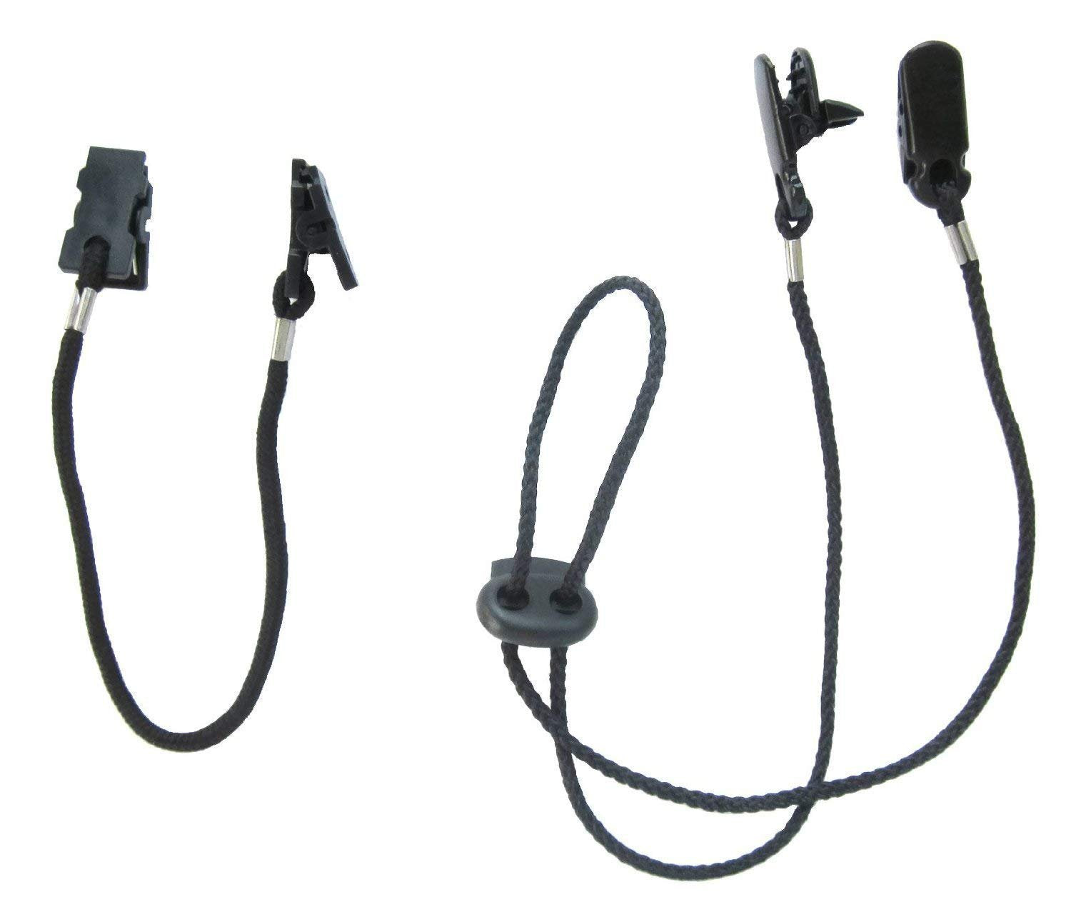 Front view of Tvoip cap clips and chin strap