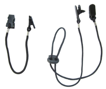 Front view of Tvoip cap clips and chin strap