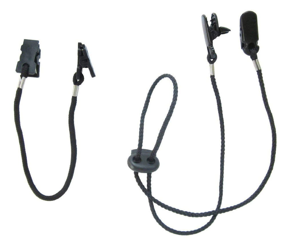 Front view of Tvoip cap clips and chin strap