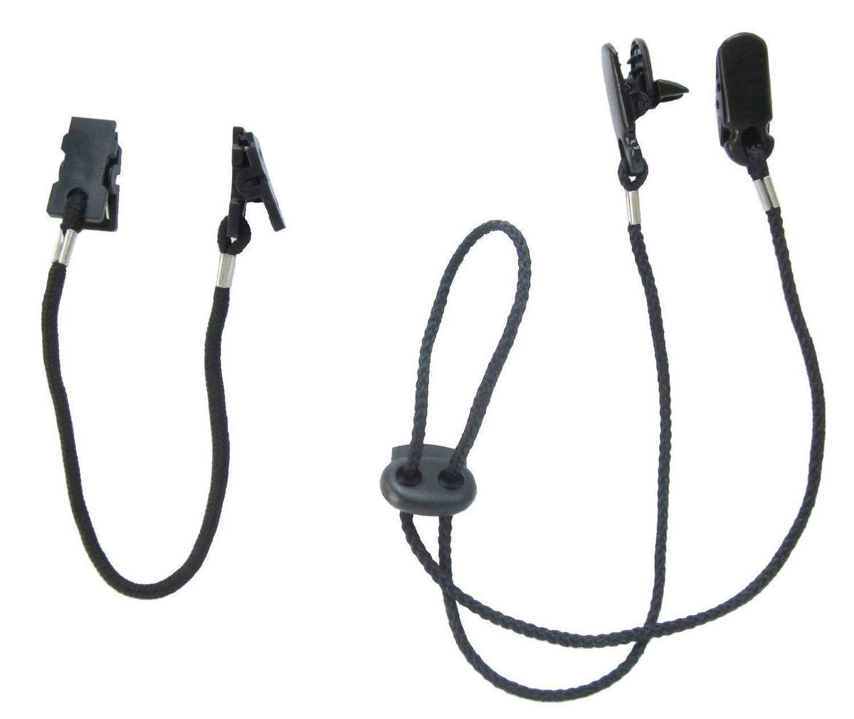 Front view of Tvoip cap clips and chin strap
