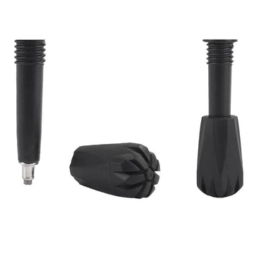 Tvoip durable rubber tip resisting wear on rugged trails.
